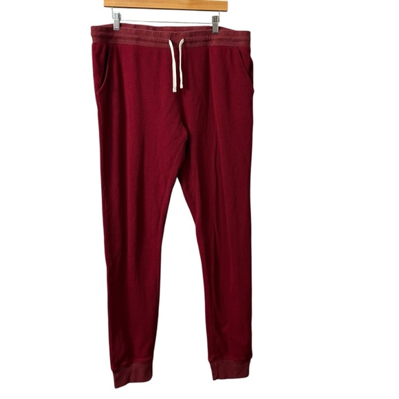 Pact Cherry Red Organic Cotton Waffle Knit Joggers Men Size XL - Picture 1 of 6